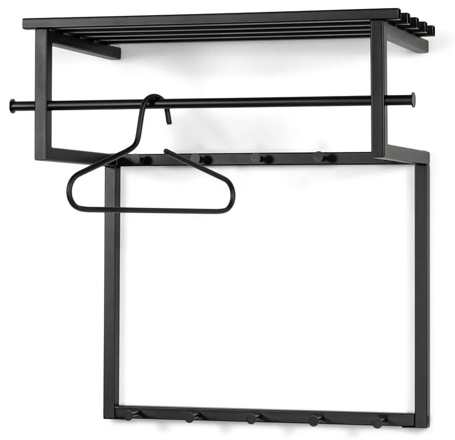 Attaccapanni da parete nero in metallo con scaffale 76 cm Rizzoli – Spinder Design