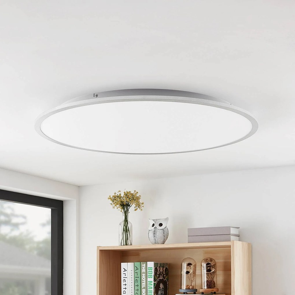 Plafoniera a LED Narima Lindby, Alluminio / Grigio / Zincato, Cucina, Plastica, Moderno, Plafoniera LED