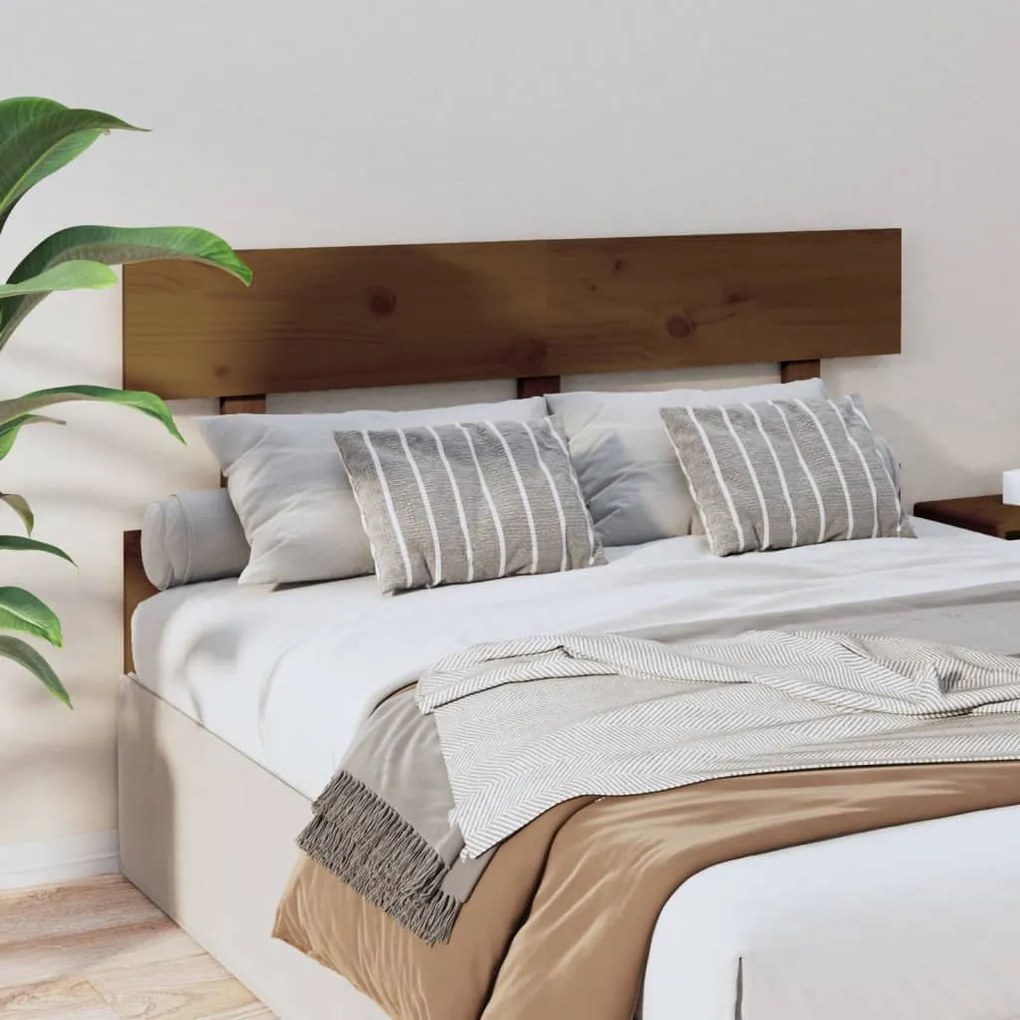 Testiera per letto miele 144x3x81 cm in legno massello di pino