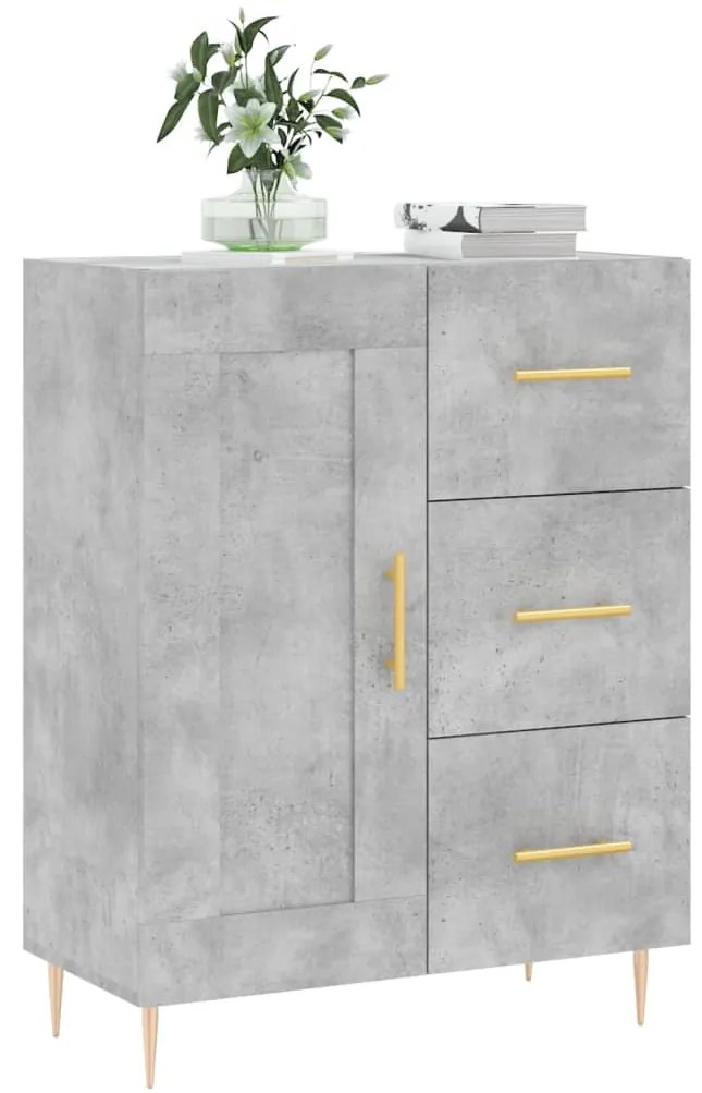 Credenza grigio cemento 69,5x34x90 cm in legno multistrato