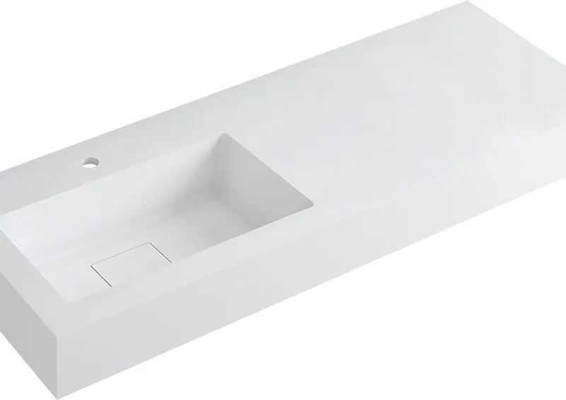 Lavabo a incasso rettangolare vasca a sinistra L 120.5 x H 15 x P 46 cm in resina bianco opaco