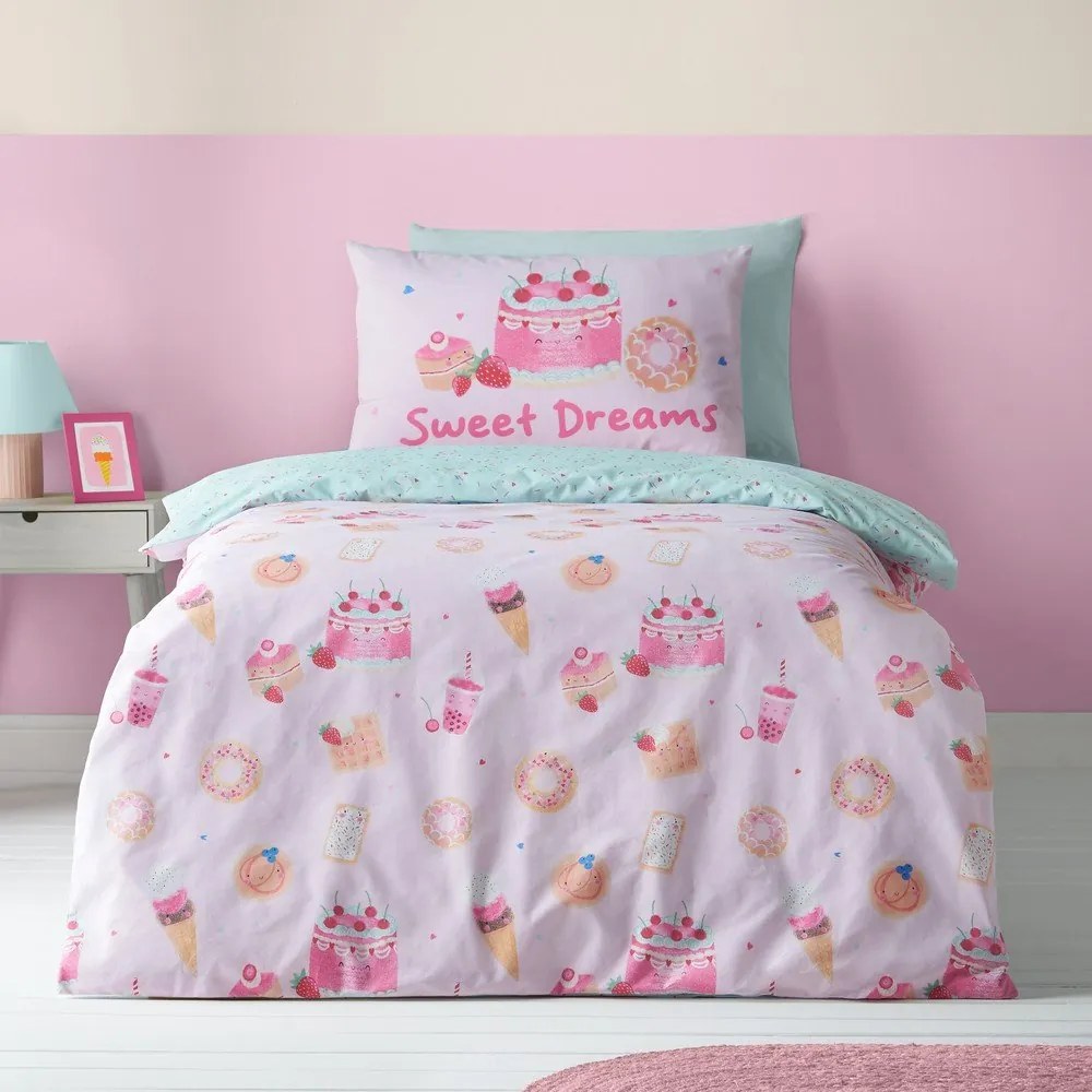 Set copripiumino e federa da bambini rosa per letto singolo 135x200 cm Sweet Treats – Catherine Lansfield