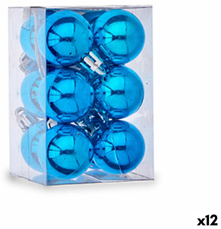 Set di palline di Natale Ø 3 cm Azzurro Plastica 12 x 6 x 6 cm (12 Unità)