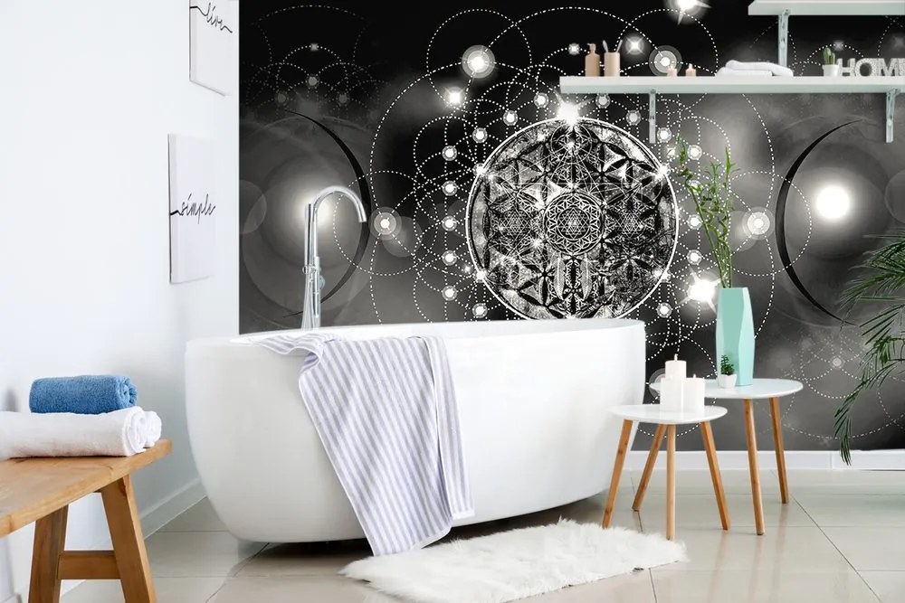 Carta da parati – Mandala affascinante in bianco e nero