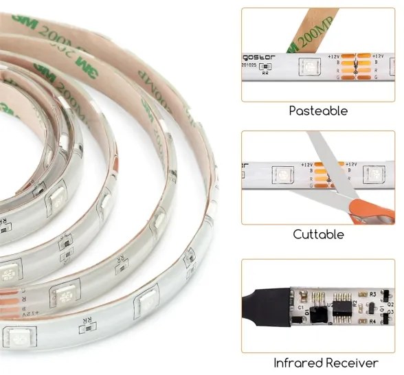 Aigostar - Striscia LED RGB Dimmerabile da esterno 3m LED/24W/12/230V IP65