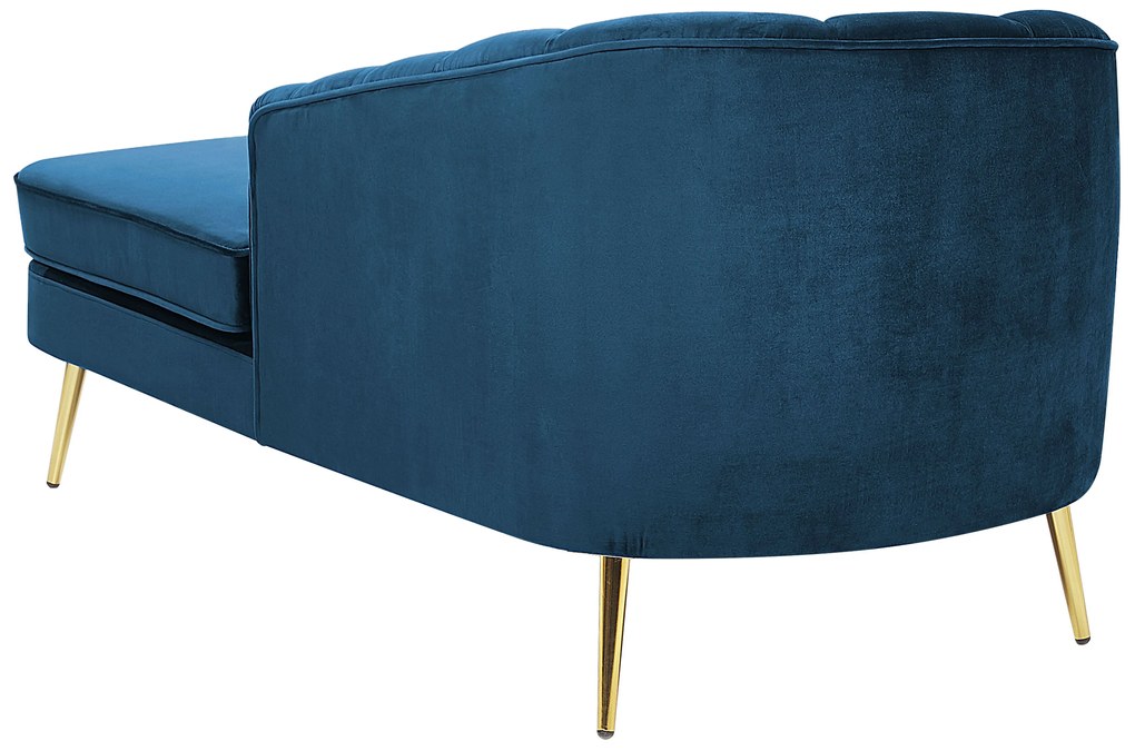 Chaise longue velluto blu marino sinistra ALLIER Beliani