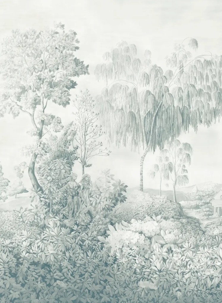 Sanderson Carta da parati panoramica Highgrove Arboretum - Ether Blues
