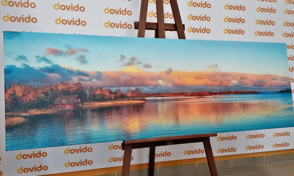 Quadro su tela – Tramonto sul lago