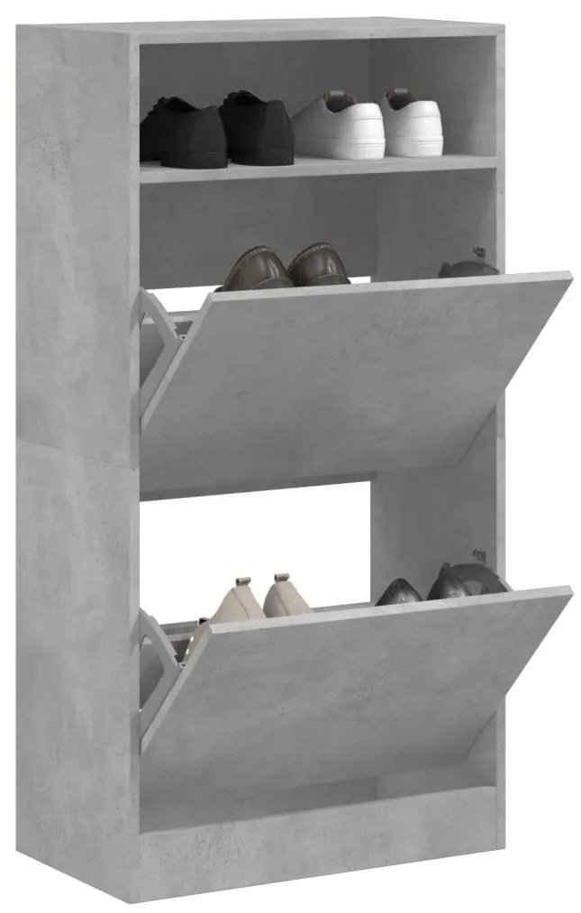 Scarpiera Grigio Cemento 60x34x116 Cm İn Legno Multistrato /
