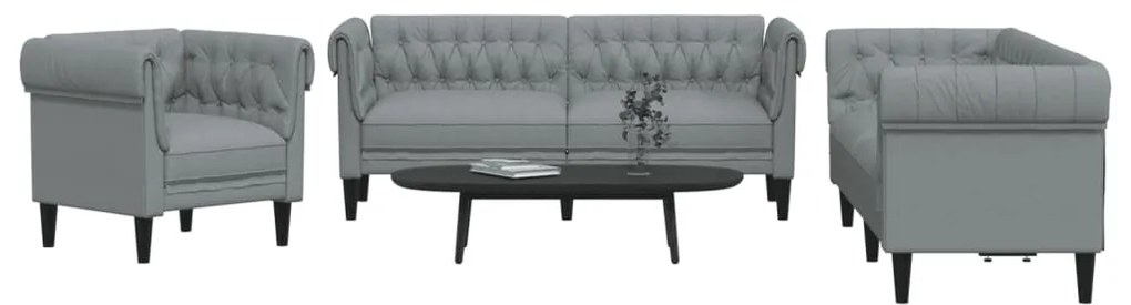 Set Di Divani 3 Pz Grigio Chiaro İn Tessuto /