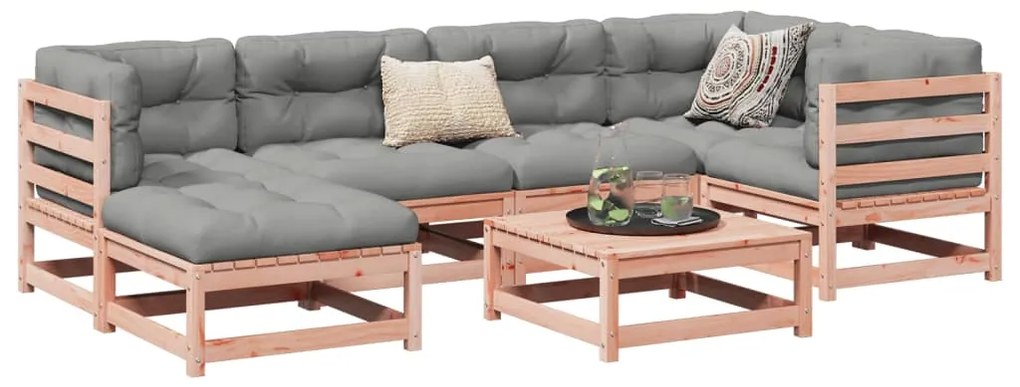 Set divani giardino 7 pz cuscini legno massello abete douglas