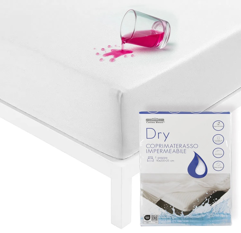 Coprimaterasso singolo impermeabile e assorbente Dry