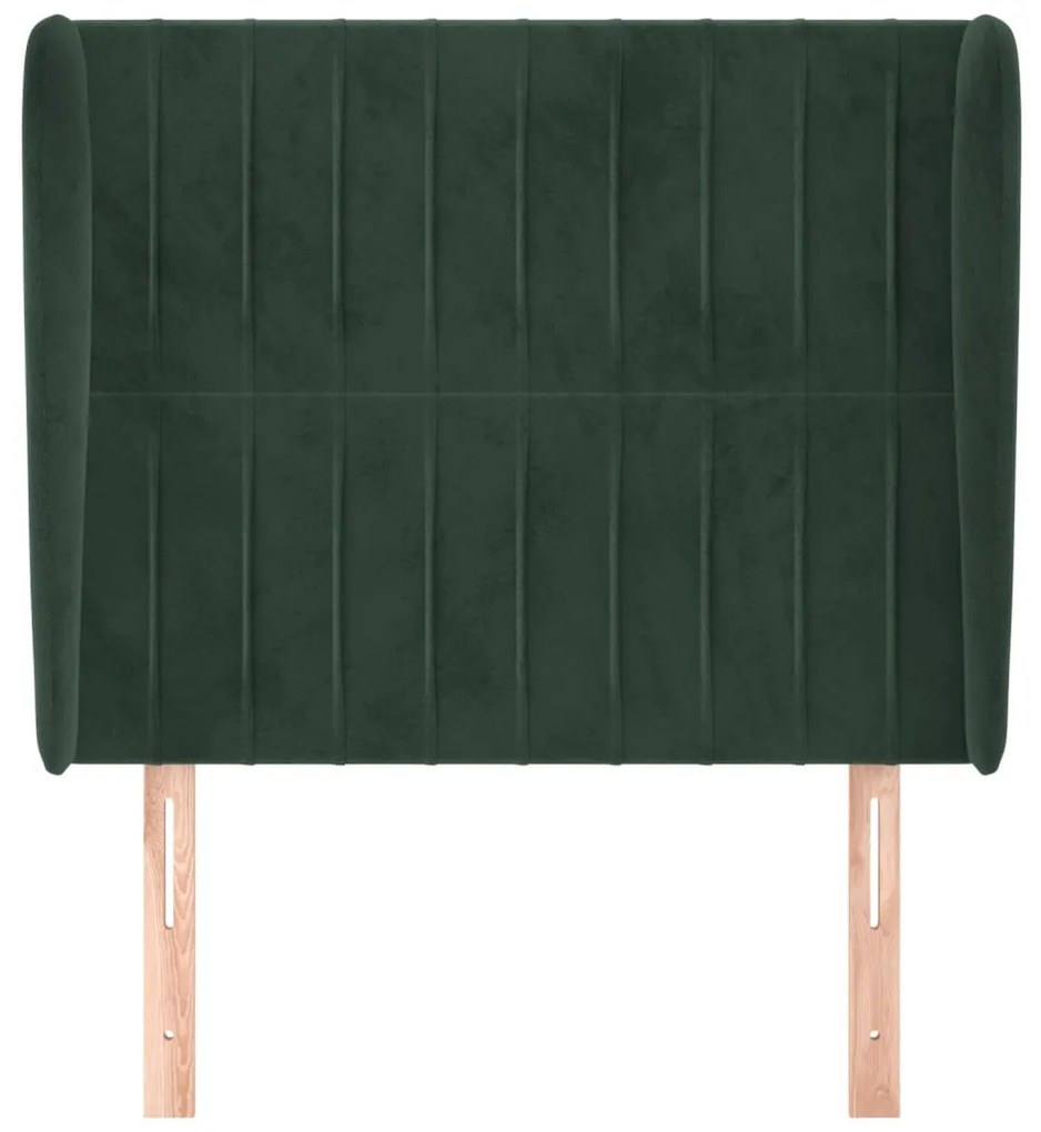 Testiera ad orecchio verde scuro 103x23x118/128cm in velluto