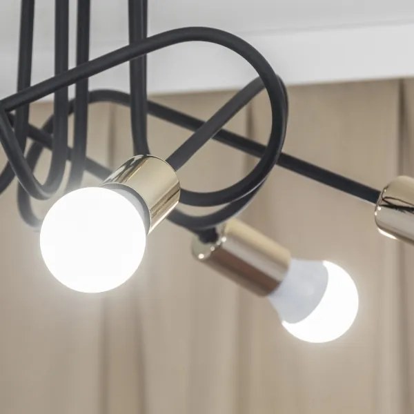 Lampadario a plafone OXFORD 5xE27/15W/230V oro/nero