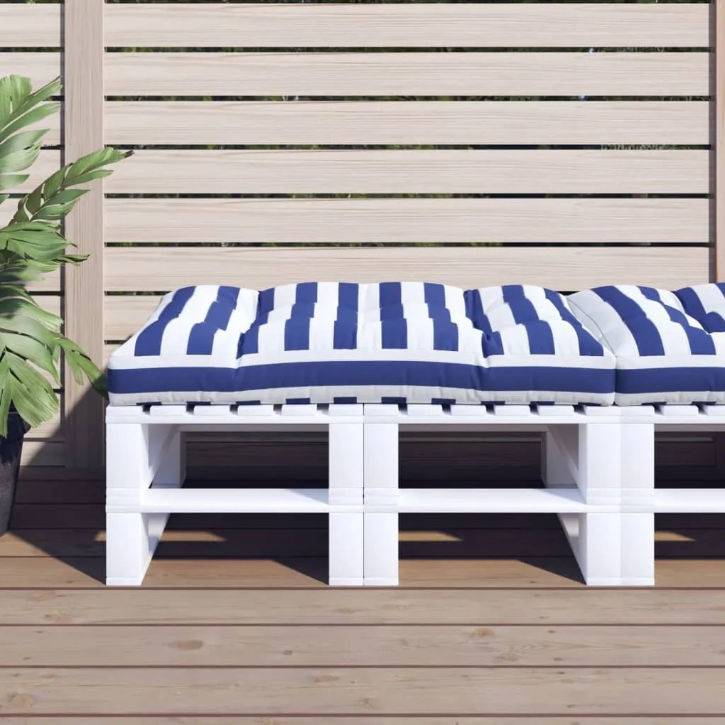 Cuscino Per Pallet Strisce Bianche E Blu 120x80x12cm İn Tessuto /