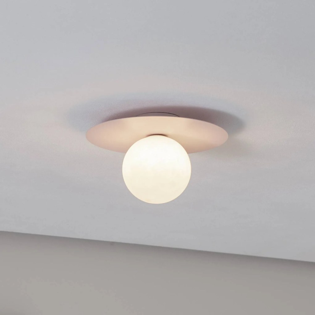 TK Lighting Plafoniere Pixie, rosa, vetro, Ø 25 cm, sfera, G9