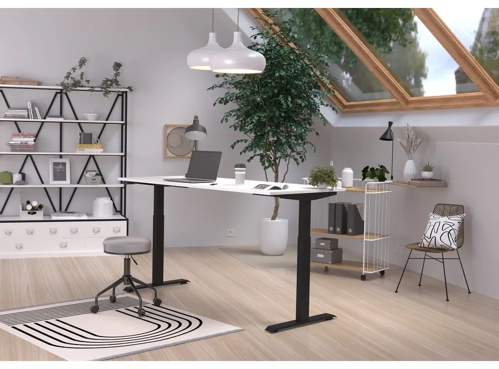 Tavolo da lavoro ad altezza regolabile elettricamente con piano bianco 80x180 cm Jet - Germania