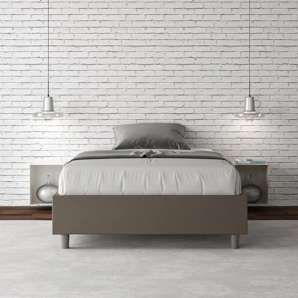 Letto Sommier con rete imbottito 120x210 similpelle cappuccino Azelia