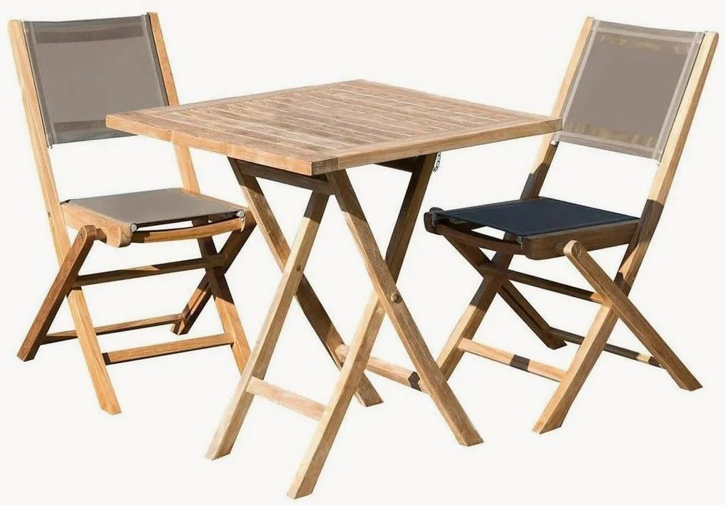 Set da giardino pieghevole in legno di teak Fun, set da 3