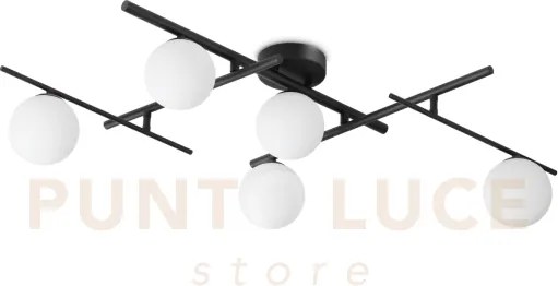 Atlas plafoniera 5 luci attacco g9 colore nero in metallo e diffuso...