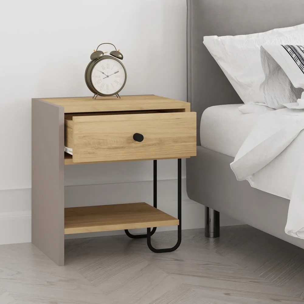 Comodino in rovere con mensole Saturne - Marckeric