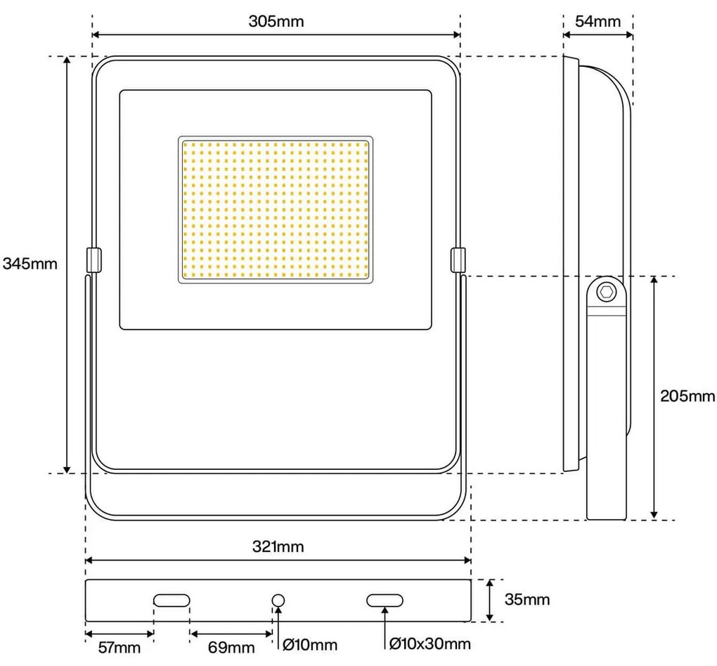 Proiettore LED 150W IP65 145lm/W Colore Bianco Freddo 6.000K