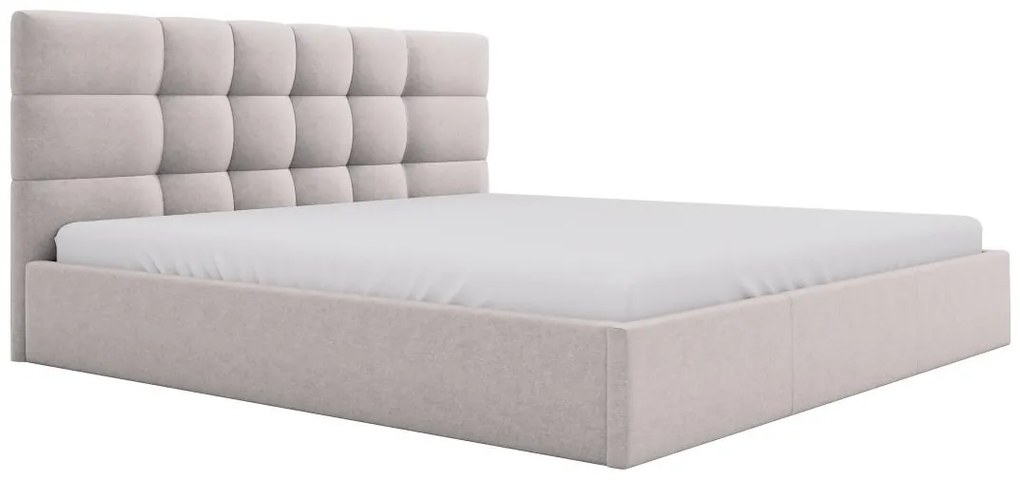 Letto con contenitore 200 x 200 cm Tessuto Beige - ELIAVA di PASCAL MORABITO