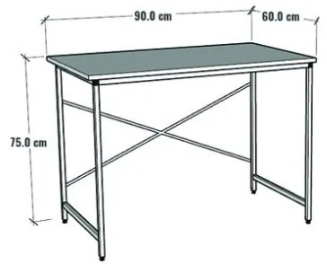 Scrivania Stile Industrial Ferro E Legno 90x60x73 Adam Bianca