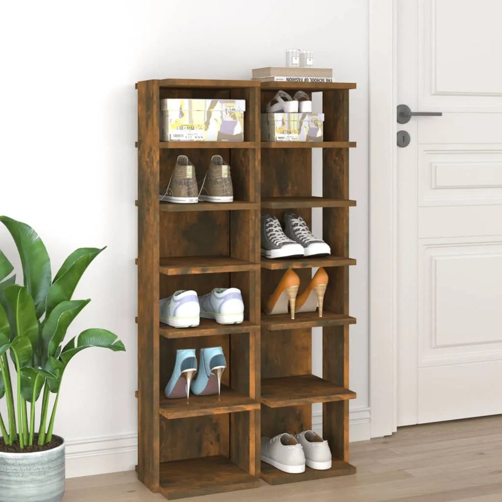 Scarpiere 2 Pz Rovere Fumo 27,5x27x102 Cm İn Legno Multistrato /