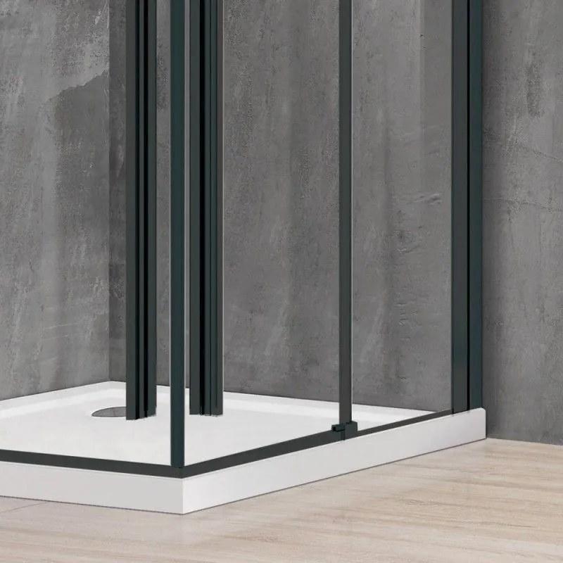 Kamalu - Box doccia 80x80 colore nero doppio scorrevole vetro 8mm | KSA1000B