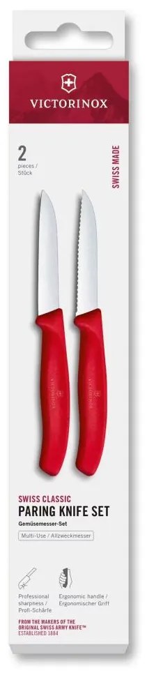 Victorinox - Set di coltelli per verdure SWISS CLASSIC, 8 cm, 2 pezzi, rosso