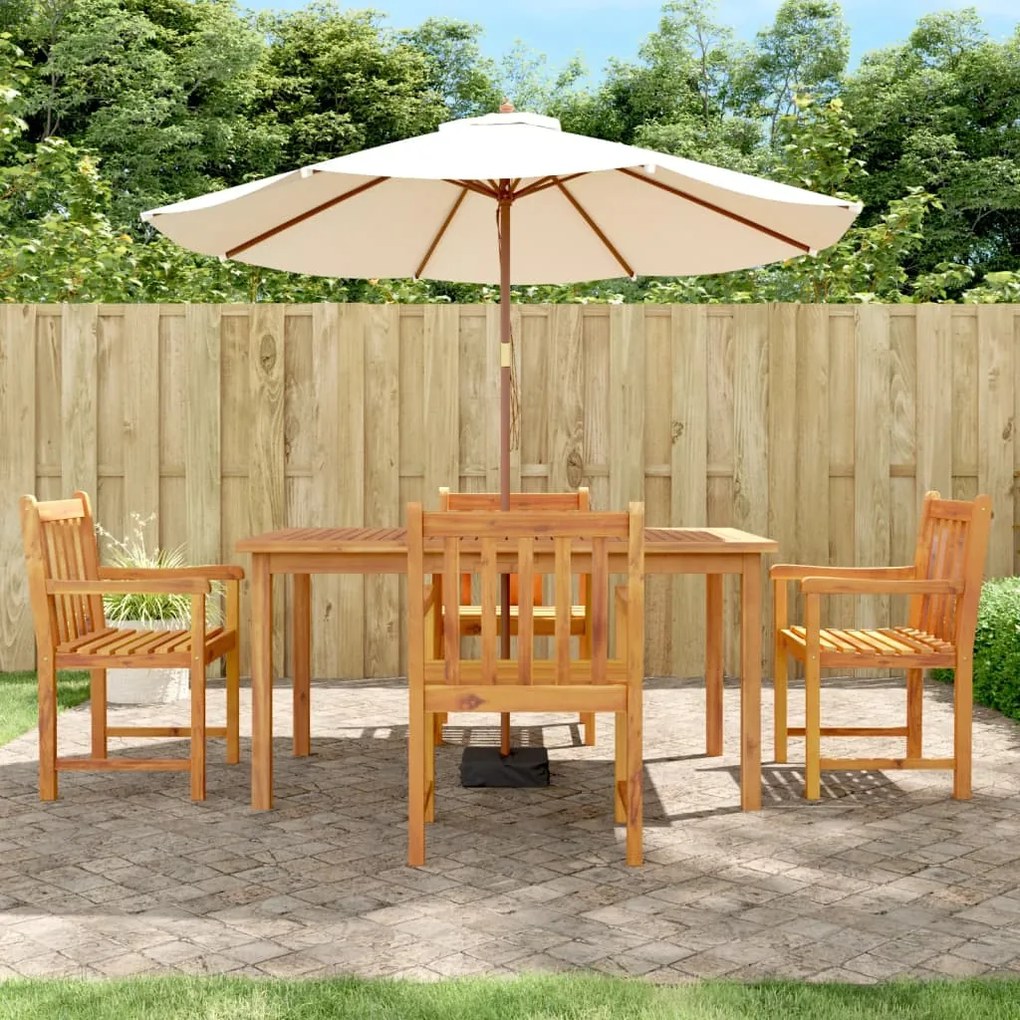 Set da pranzo per giardino 5 pz in legno massello di acacia