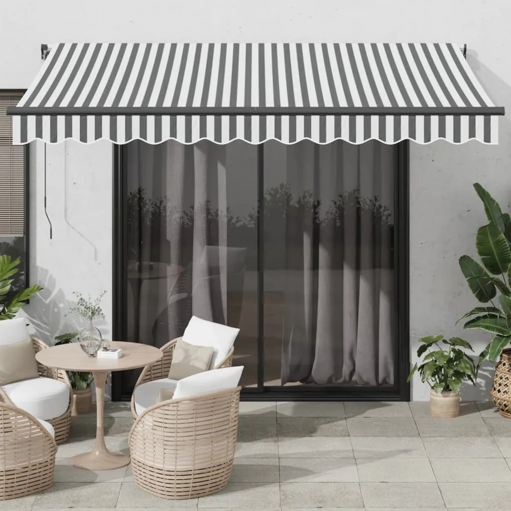 Tenda Da Sole Retrattile Manuale Con Led Antracite E Bianco /