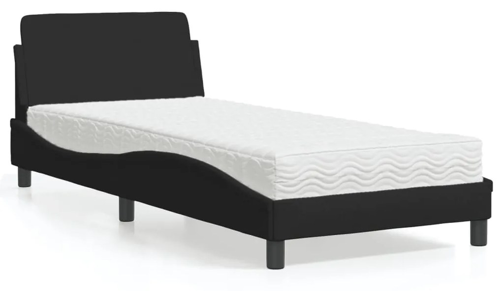 Letto con materasso nero 80x200 cm in tessuto