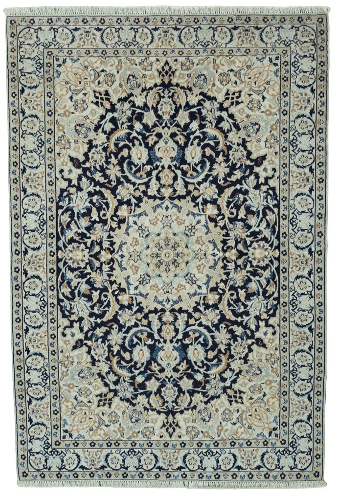 Nain Tappeto 130 x 190 Blu (Iran) Annodato A Mano