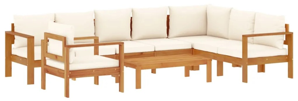 Set divano da giardino 6 pz con cuscini in massello di acacia