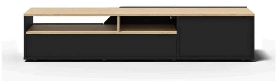 Tavolo TV con piano in rovere nero e naturale 180x38 cm Verone - TemaHome