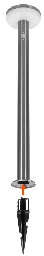 Paletto da giardino Solare con Sensore Movimento 80cm in Acciaio Colore Bianco Naturale 4.000K