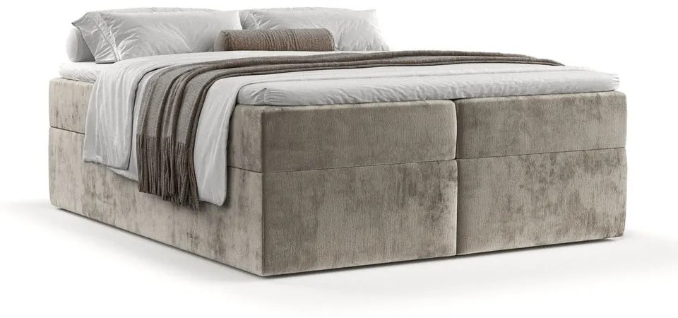 Letto boxspring marrone chiaro con contenitore 180x200 cm Yoko - Maison de Rêve