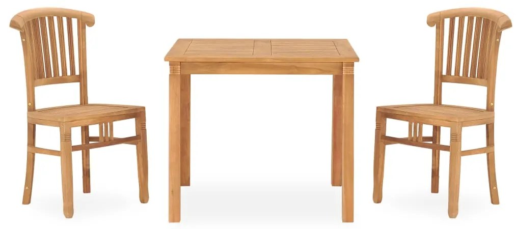 Set Da Pranzo Da Giardino 3 Pz İn Legno Massello Di Teak /