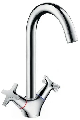 Rubinetto da cucina fisso a collo di cigno Logis M32 argento cromato lucido HANSGROHE