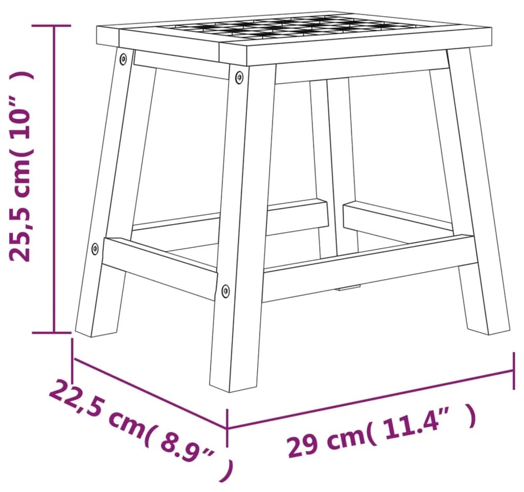 Sgabello 29x22,5x22,5 cm in Legno Massello di Noce