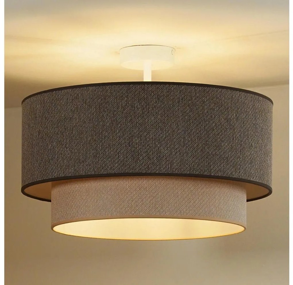 Duolla-Lampadario a plafone BOHO ECO RECYCLING 1xE27/15W/230V diametro 45 cm marrone/color crema
