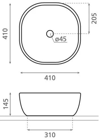 Bathco 4071 - Lavabo da appoggio OLEA 41x41 cm in porcellana/bianco