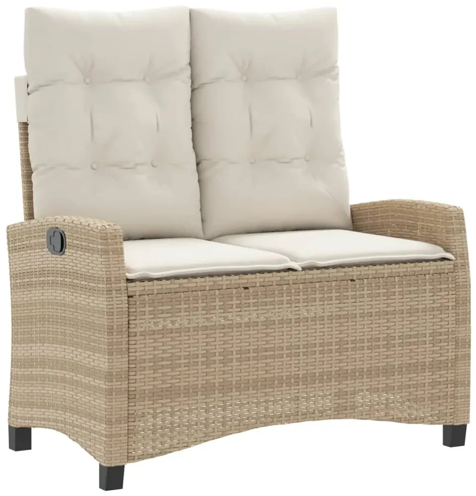 Set da pranzo da giardino 2 pz con cuscini beige in polyrattan