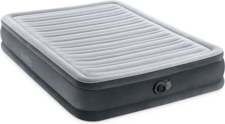 67768ND - Materasso Gonfiabile Dura-Beam Comfort Plush Piazza e Mezza con Pompa Elettrica Incorporata, pvc, Grigio, 137x191x33 cm - Intex