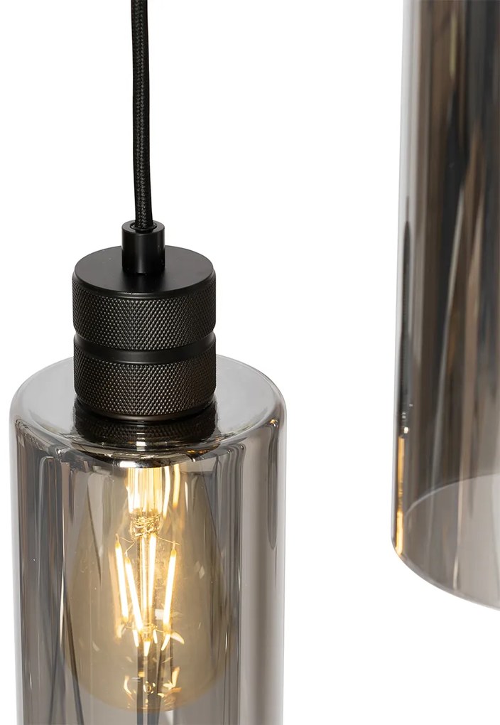 Lampada a sospensione smart nera con vetro fumé incl. 5 Wifi A60 - Stavelot