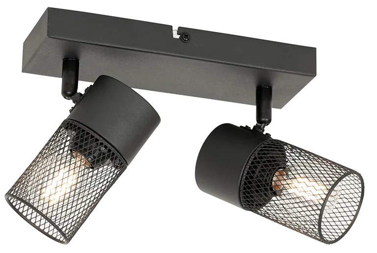 Faretto industriale nero 2 luci orientabile - Jim