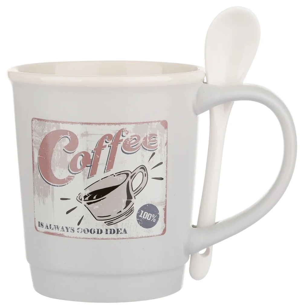 Mug caffè grigia 400 ml con cucchiaino