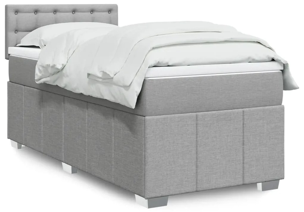 Giroletto A Molle Con Materasso Grigio Chiaro 90x200 Cm Tessuto /